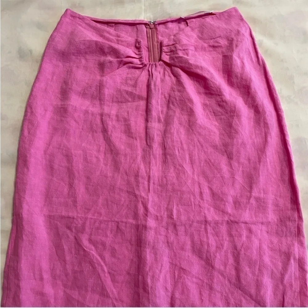 Natalie Rolt- Candy Pink Lilo High Waisted Linen Midi Skirt Size AU 3/ US 8